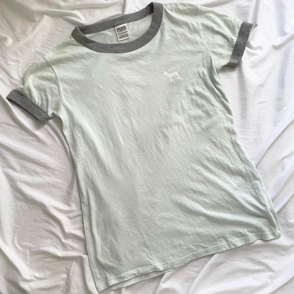 PINK minty tee with grey lining